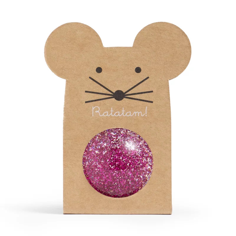 Pink Mouse Glitter Bouncy Ball