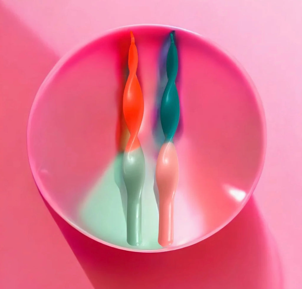 Jade Dip Dye Curly Candles