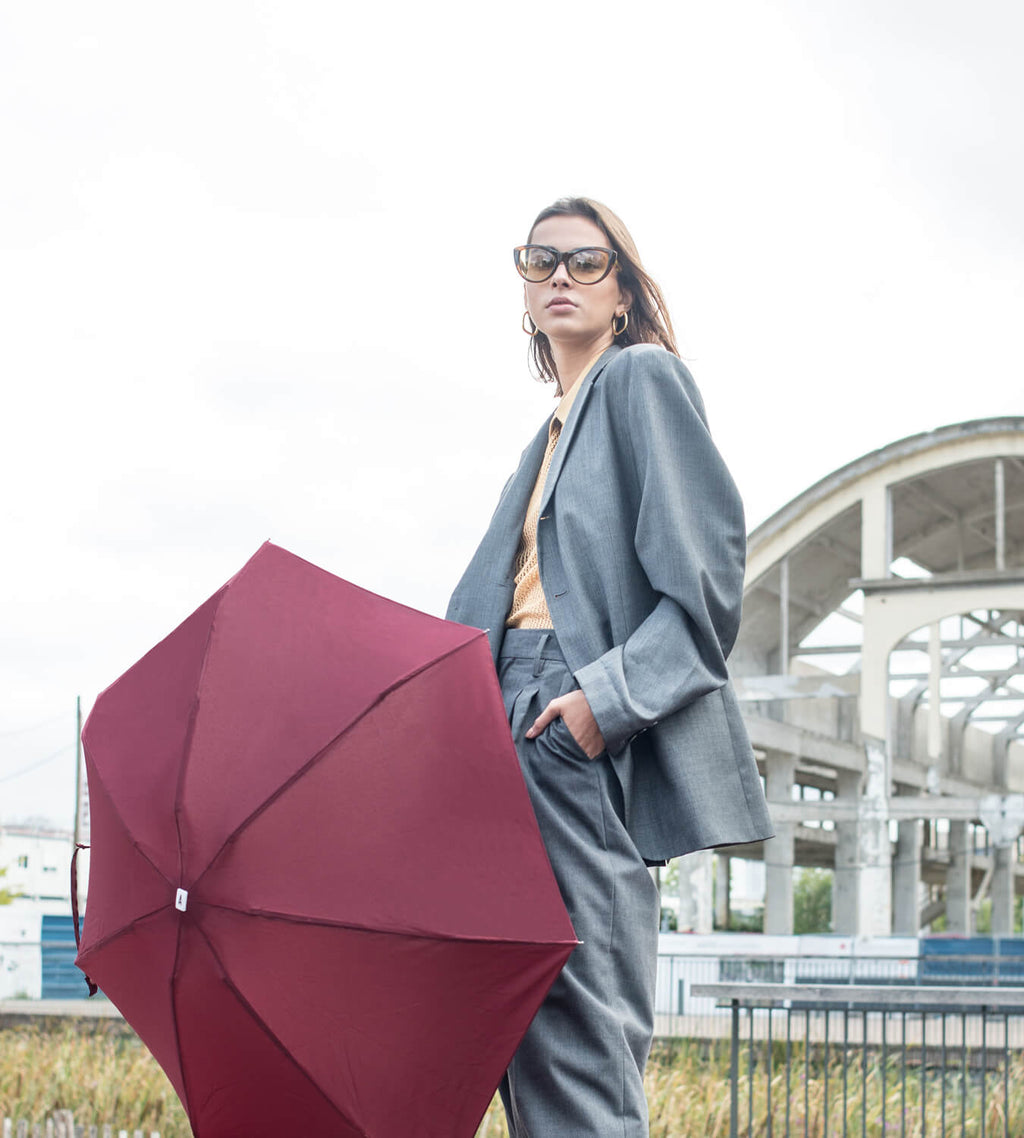 Burgundy Folding Compact Umbrella
