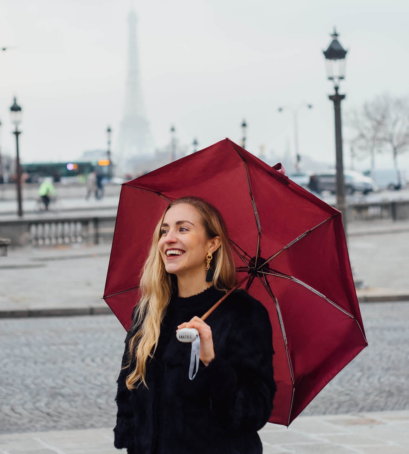 Burgundy Folding Compact Umbrella