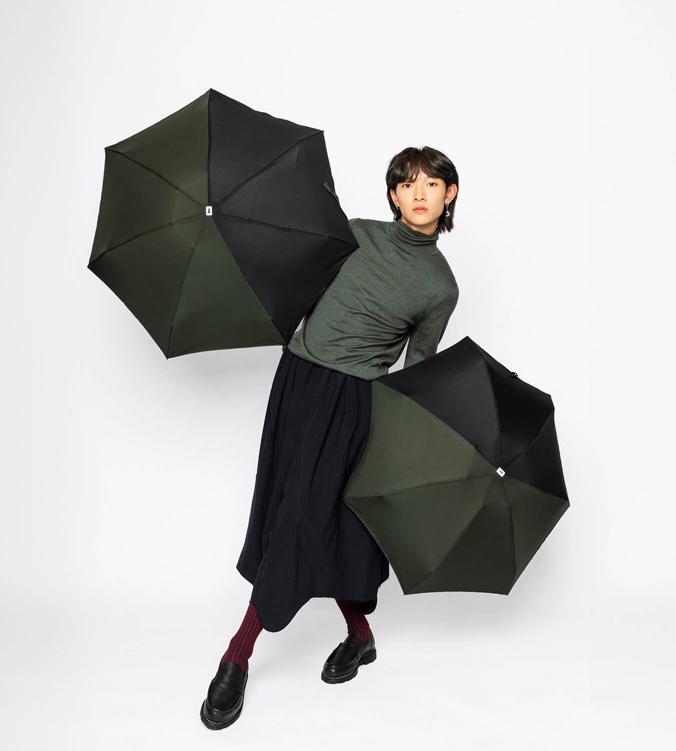 Khaki|Black Two Tone Compact Umbrella