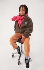 Brown Kids Shearling Jacket