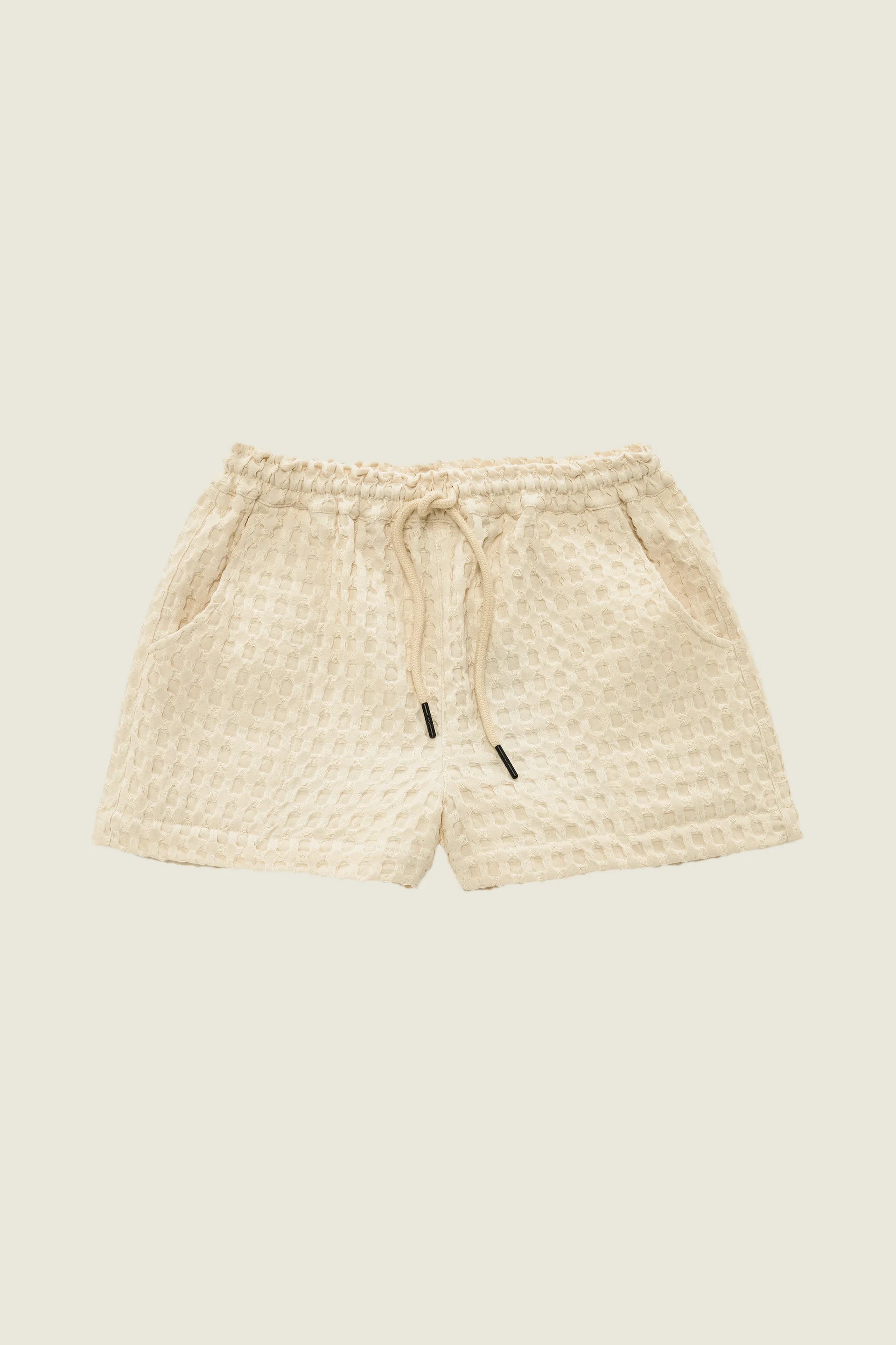 Ecru Waffle Shorts