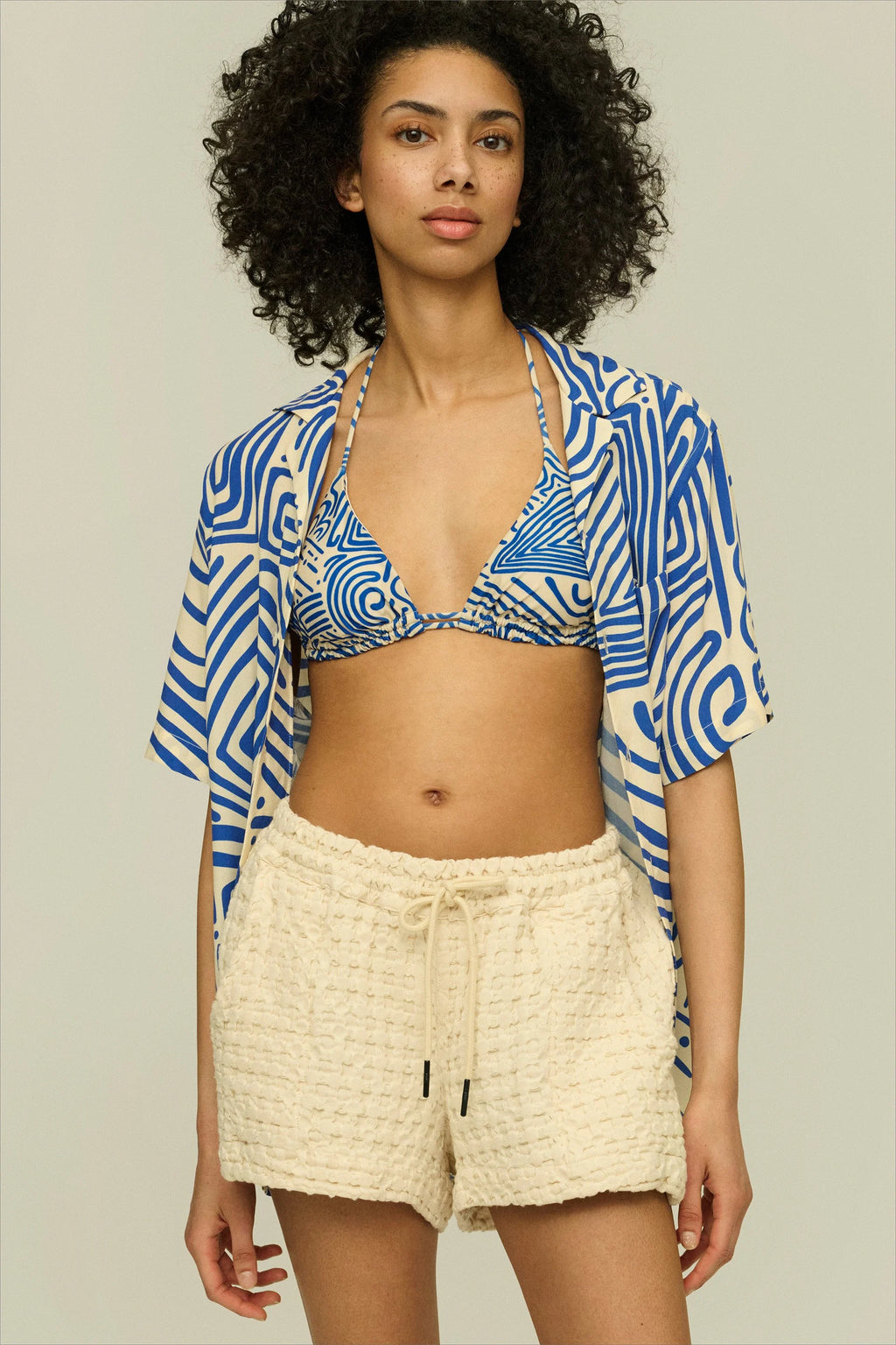 Ecru Waffle Shorts
