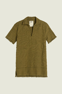 Olive Short Sleeves Terry Dress