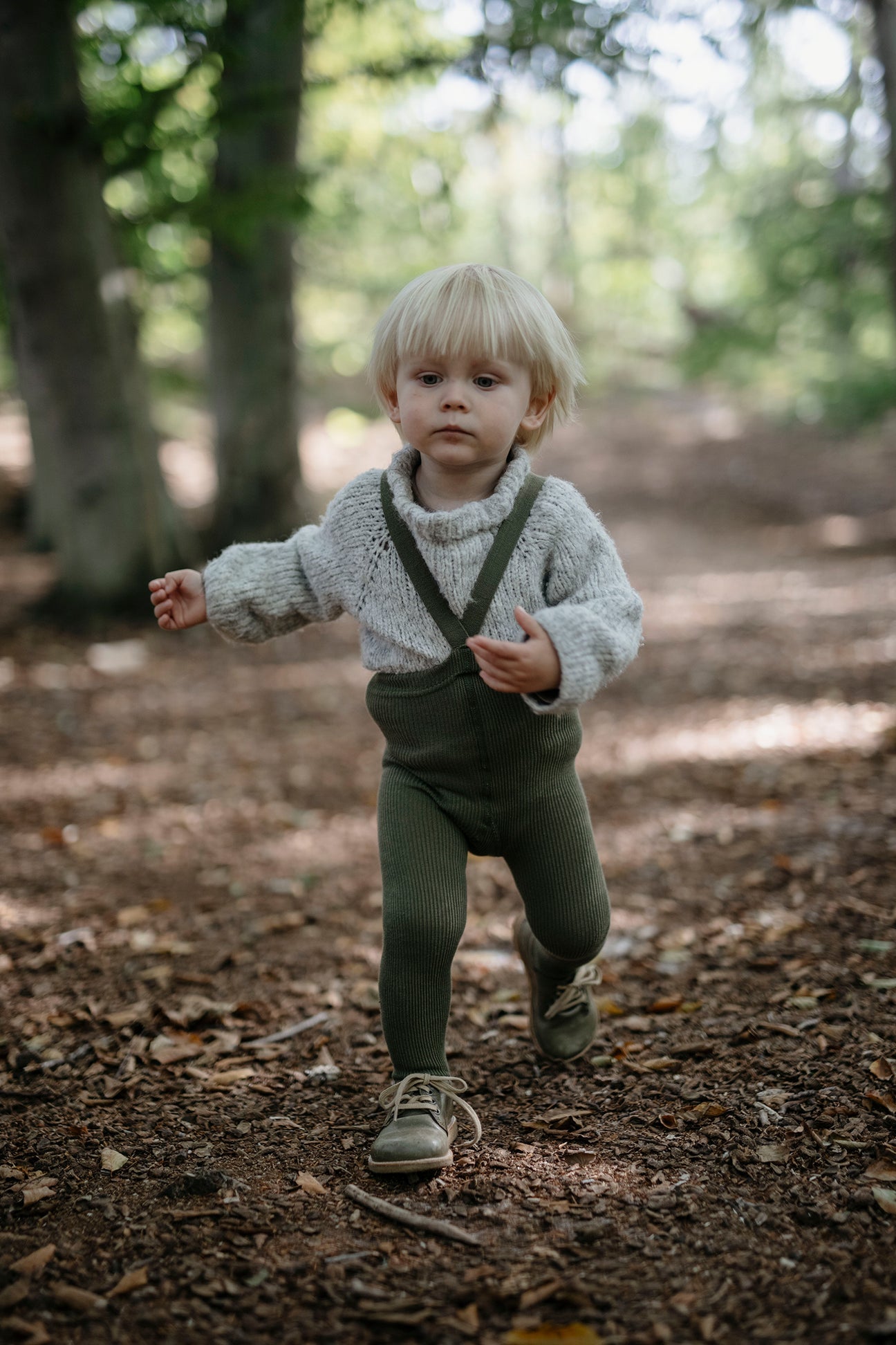 Footed Olive Cotton Tights