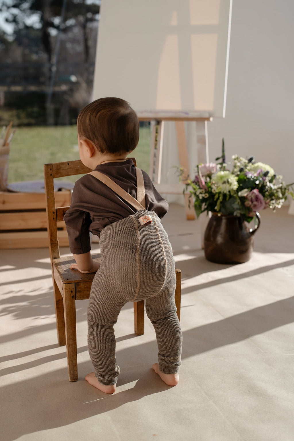 Footless Charcoal Brown Cotton Tights