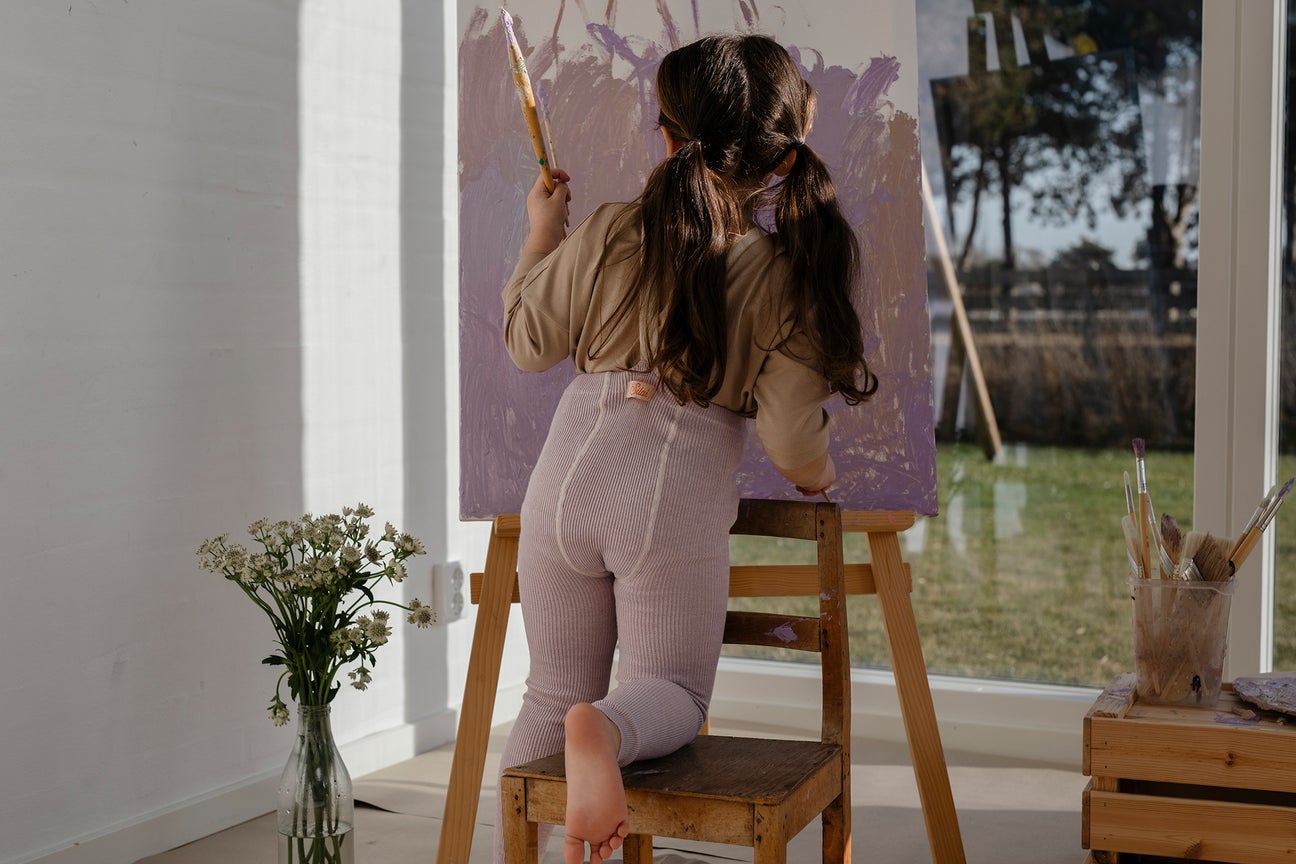 Footless Creamy Lavender Cotton Tights