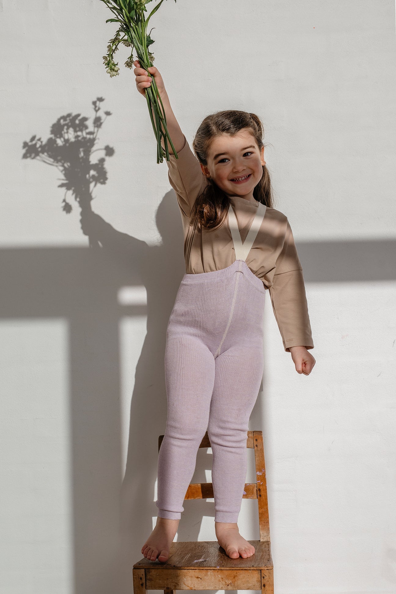 Footless Creamy Lavender Cotton Tights