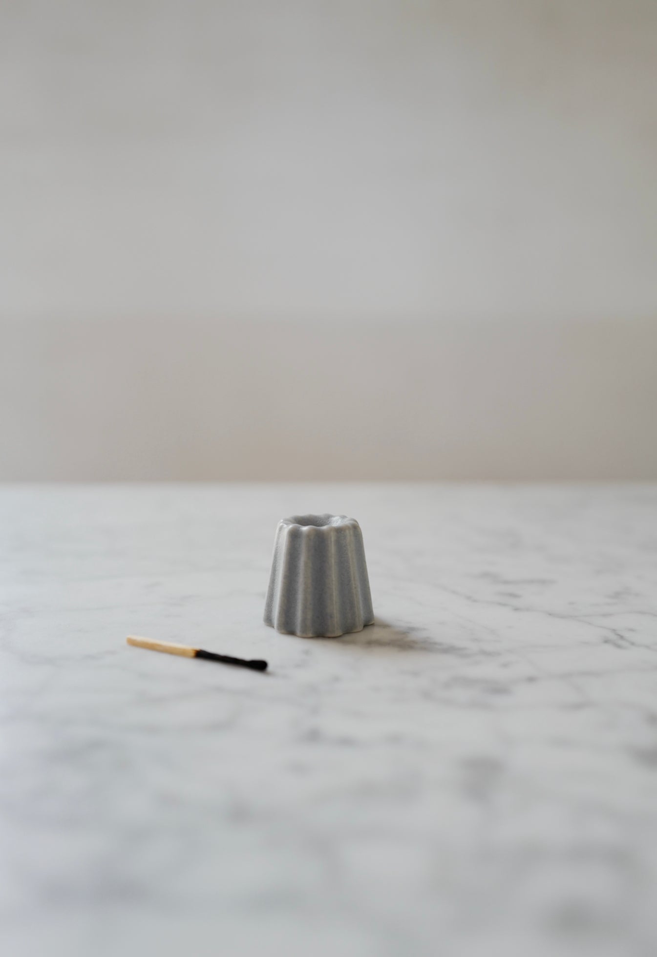 Matte Grey Porcelain Candle Holder