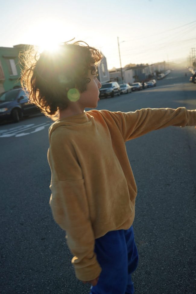 Velvet-effect Organic Hoodie + Elastic Mustard Jogg Set