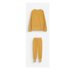 Velvet-effect Organic Hoodie + Elastic Mustard Jogg Set