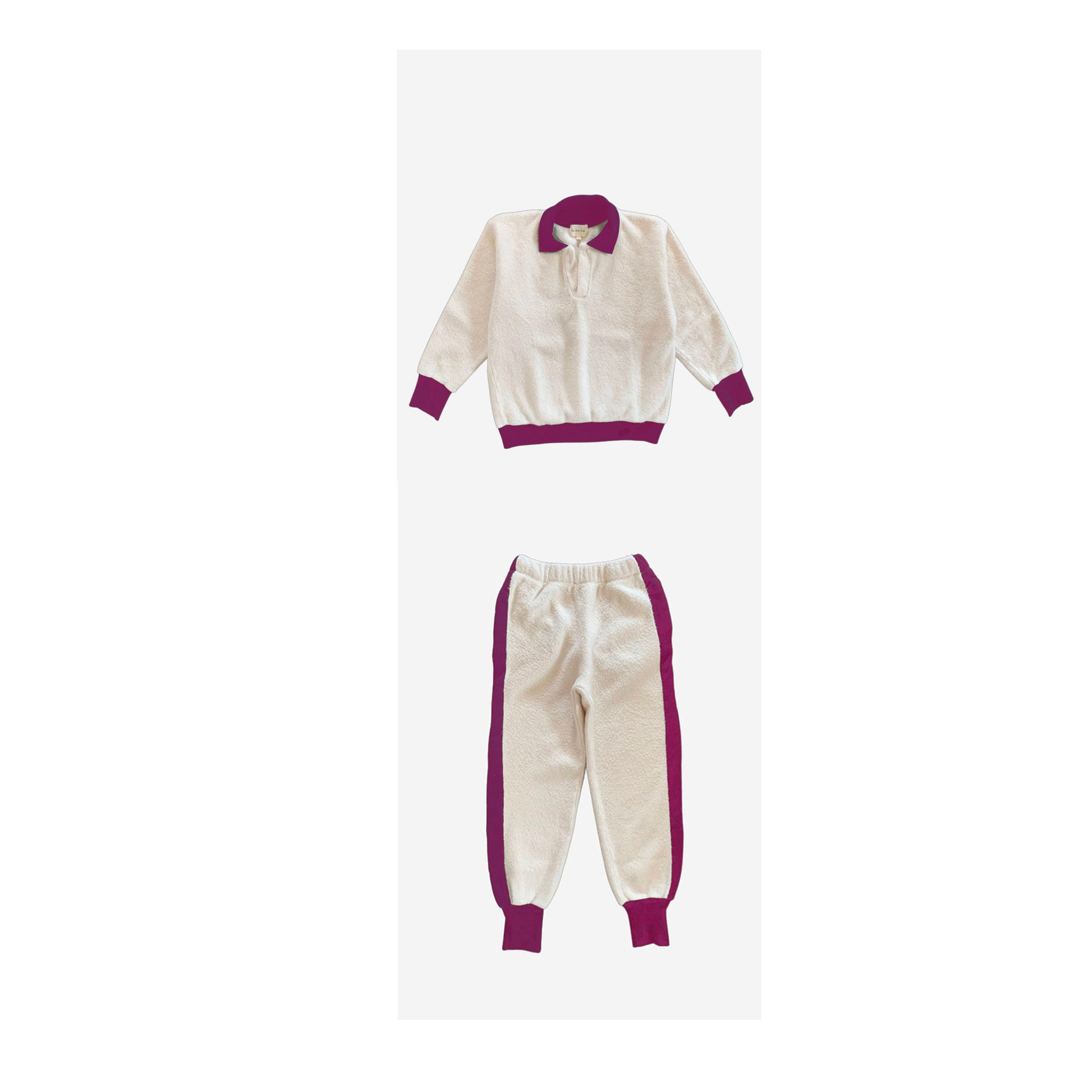 Two-tone Violate Teddy Polo + Jogg Set