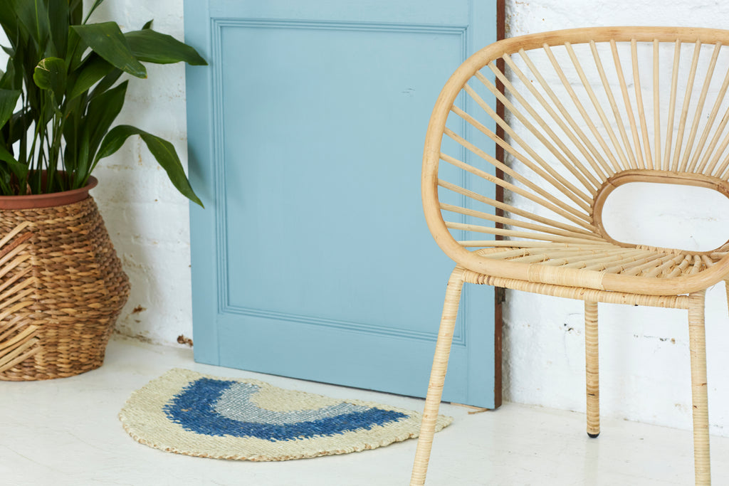 Aquarius Round Doormat - Blue/Silver