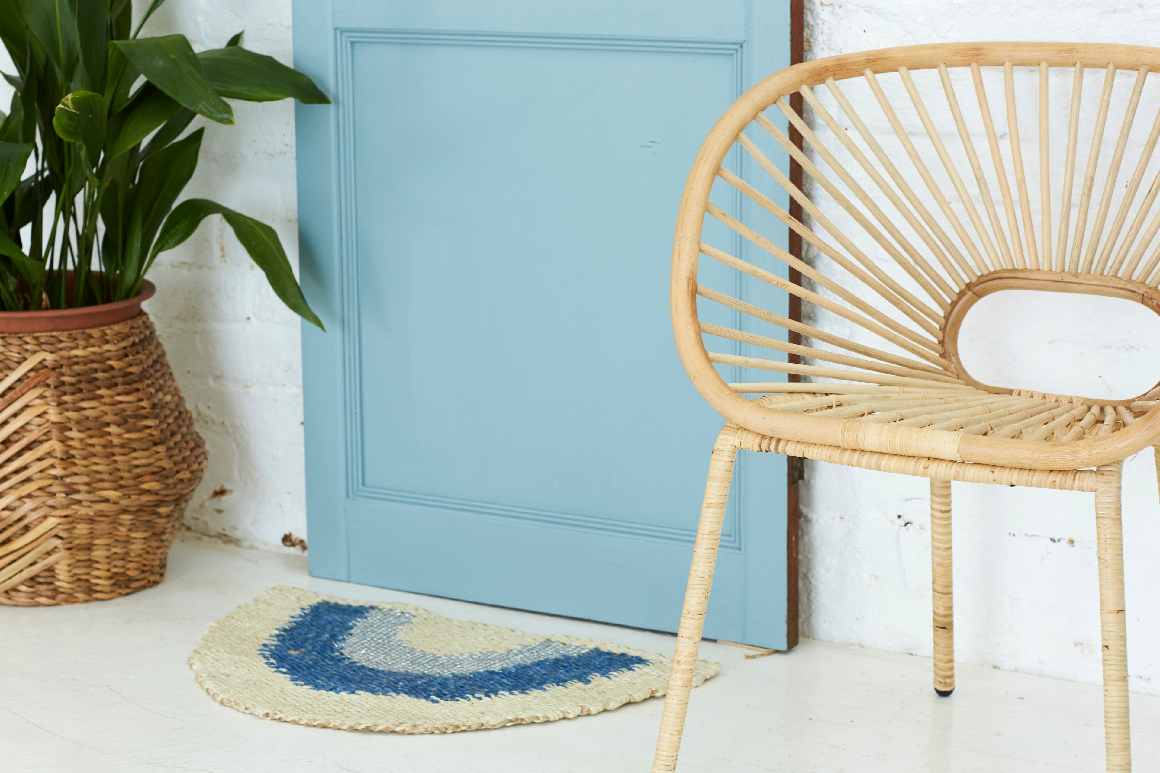 Aquarius Round Doormat - Blue/Silver