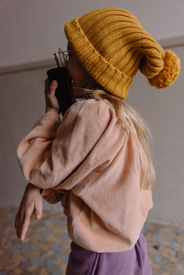 Velvet-effect Sweatshirt +Rose Tender Pants Set